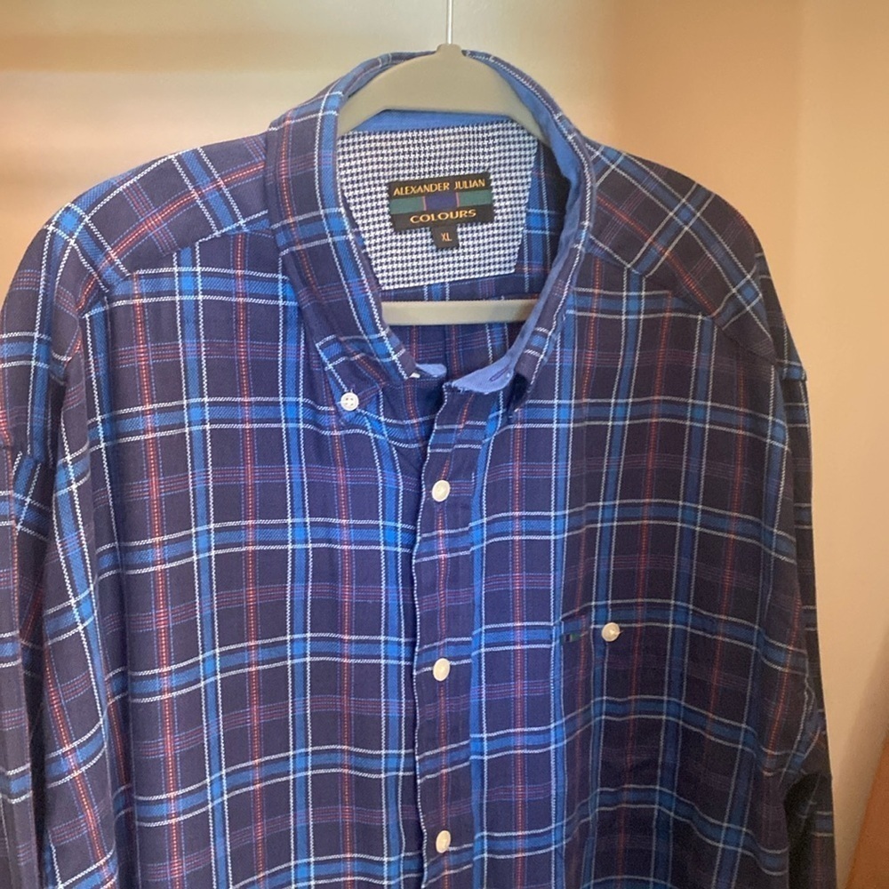 Alexander Julian Colours XL plaid mans long sleeve button down